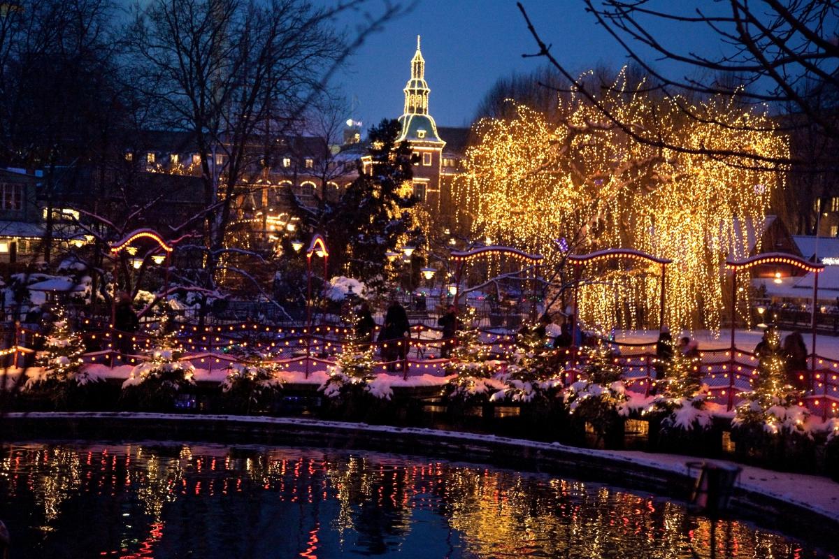 picture of Tivoli with lights at Christmas
