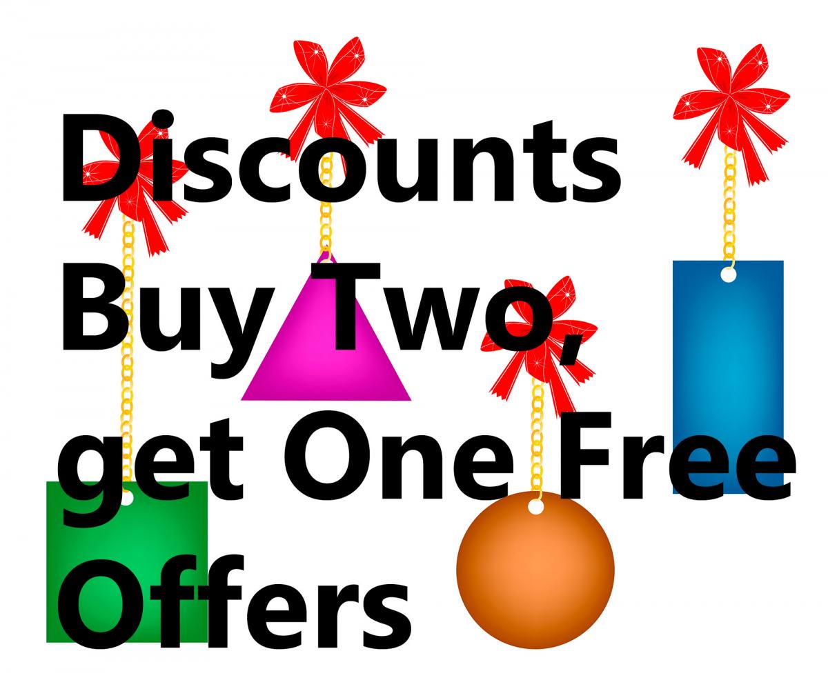 Discounts, Offers, Buy two get one free