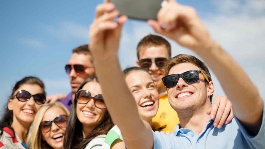 Group taking selfie